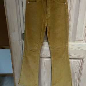 NWOT Celebrity Pink Mustard Corduroy Fringed Bell-bottom Pants